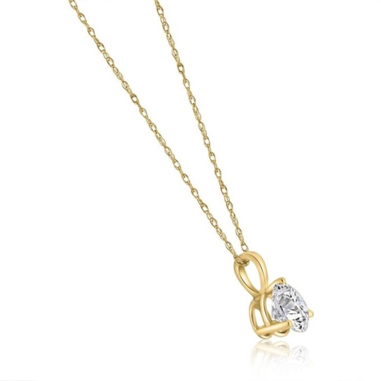 VS 1Ct Round Moissanite 3-Prong Martini Solitaire Pendant 14k Yellow Gold (H-I, VS)