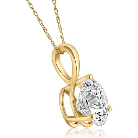 4Ct Round Moissanite 3-Prong Martini Solitaire Pendant 14k Yellow Gold