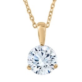 1/3Ct Diamond Solitaire Pendant Lab Grown 14k Yellow Gold (EF-VVS2/VS1)) (E-F, VS)