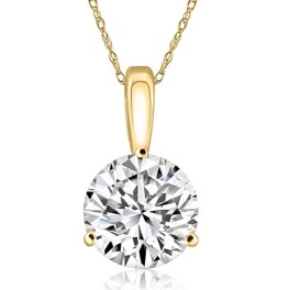 5/8Ct Diamond Solitaire Pendant EX3 Lab Grown IGI Certified Yellow Gold (HI/SI) (G-H, SI)