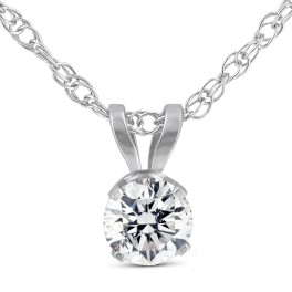 1/3 Ct T.W. Lab Grown Round Diamond Solitaire Pendant Necklace in 14k White Gold (G, VS)