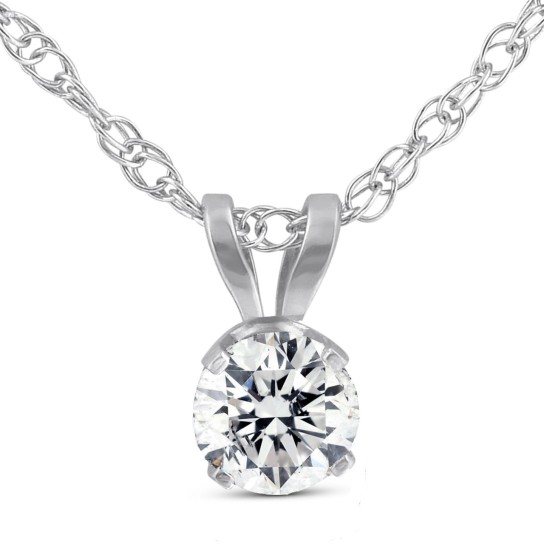 1/3 Ct T.W. Lab Grown Round Diamond Solitaire Pendant Necklace in 14k White Gold (G, VS)