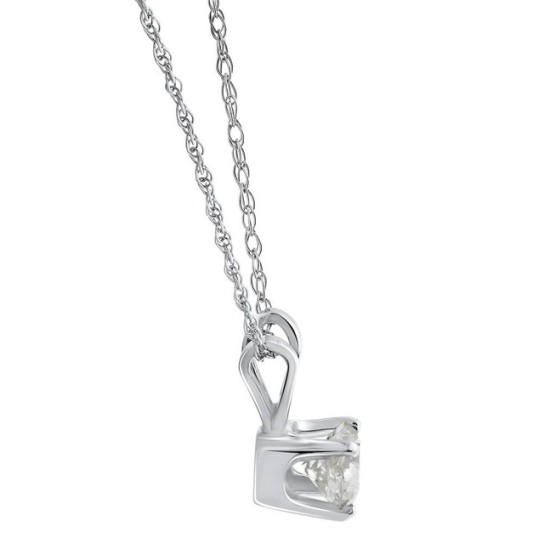 14k White Gold .38Ct IGI Certified Lab Grown Diamond Pendant Necklace J/SI1 (I-J, SI)