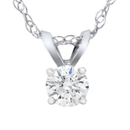 14k White Gold .36Ct IGI Certified Lab Grown Diamond Pendant Necklace I/VS1 (I-J, VS)