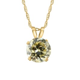 Certified 1.04CT Light Yellow Natural Diamond Pendant 14k Yellow Gold Necklace (, I1)