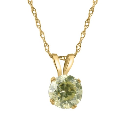 Certified .71Ct Fancy Yellow Natural Diamond Pendant Yellow Gold Necklace I2 (Yellow, I2-I3)