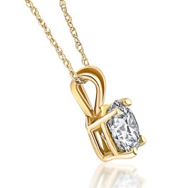 Certified 2.10ct Diamond Solitaire Pendant 14K Yellow Gold Necklace (KL/VS) (K-L, VS)