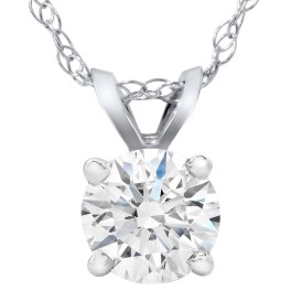 Certified 1.09Ct Diamond Solitaire Pendant Lab Grown Necklace in 14k White Gold (F-G, I1)