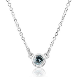 1/10Ct Blue Diamond Solitaire Bezel Pendant Silver 18" Necklace Lab Grown (Blue, VS)