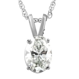 I/SI2 2.10Ct Certified Oval Diamond Pendant 14k White Gold Lab Grown Necklace (H-I, SI)