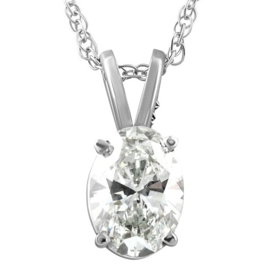 I/SI2 2.10Ct Certified Oval Diamond Pendant 14k White Gold Lab Grown Necklace (H-I, SI)