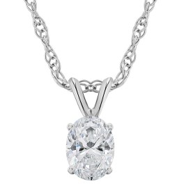 1/3Ct Certified Lab Grown Oval Diamond Solitaire Pendant White Gold Necklace (G-H, SI)