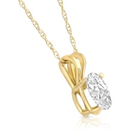 1/2Ct Certified Lab Grown Oval Diamond Solitaire Pendant Yellow Gold Necklace (D-E, VVS)