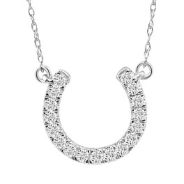 3/8Ct Natural Diamond Horseshoe Pendant Women's Necklace White Gold 18" (H-I, I2-I3)