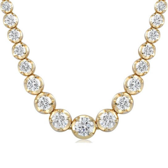 11 1/2Ct Graduated Diamond Tennis Necklace 18k Yellow Gold (G-H, VS)