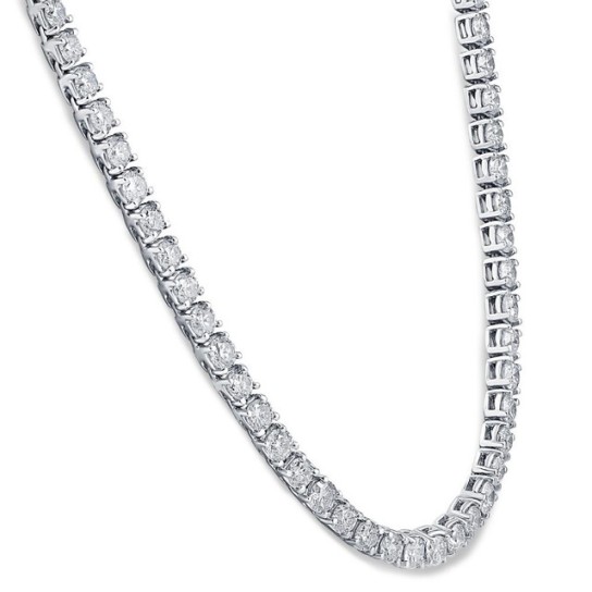 Huge 28 Ct Men's Natural Diamond Tennis Necklace 14K White Gold 22" (J-K, I1)