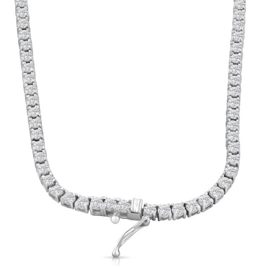 Huge 23 Ct Diamond Tennis Necklace 14K White Gold 18" (J-K, I1)