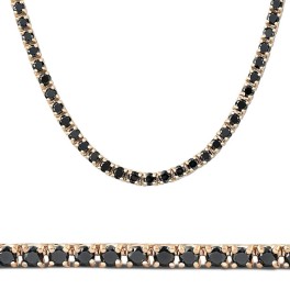 10Ct Black Diamond Tennis Necklace 18" 14k Yellow Gold (Black, I2-I3)