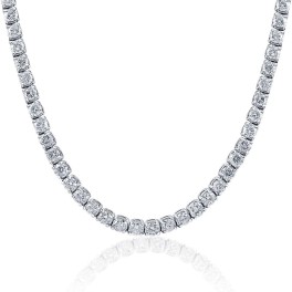 33 Ct Round-Cut Diamond Tennis Necklace 14K White Gold 18" (J-K, I1)