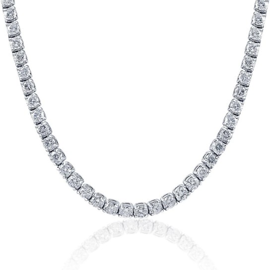 33 Ct Round-Cut Diamond Tennis Necklace 14K White Gold 18" (J-K, I1)