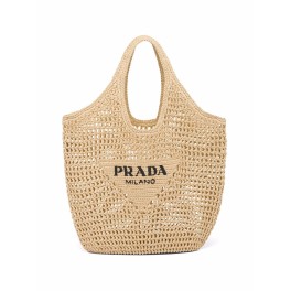 logo straw tote bag