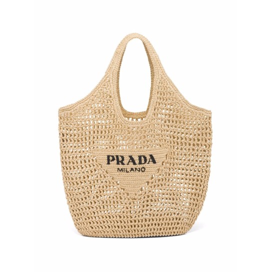 logo straw tote bag