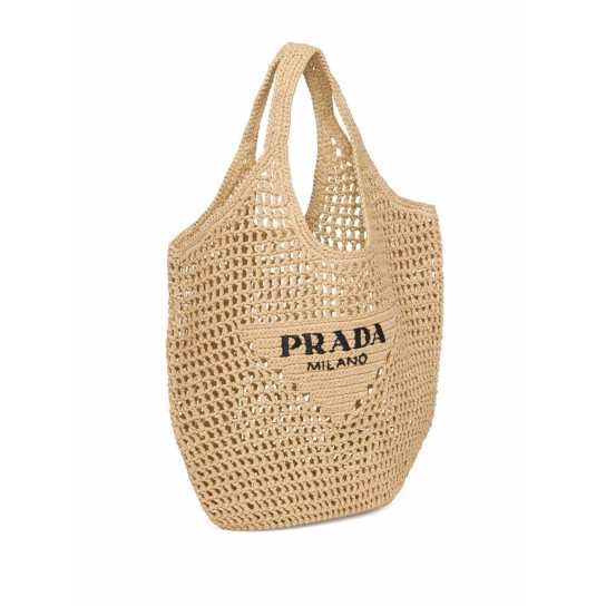 logo straw tote bag