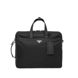 Re-Nylon and Saffiano leather briefcase