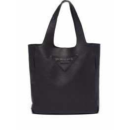 triangle-logo leather tote bag