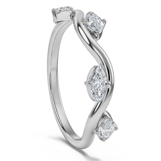 1/2Ct Marquise Diamond Wedding Vine Stackable Ring in White Yellow or Rose Gold (G-H, I1)