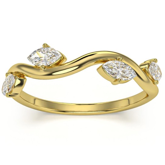 1/2Ct Marquise Diamond Wedding Vine Stackable Ring in White Yellow or Rose Gold (G-H, I1)