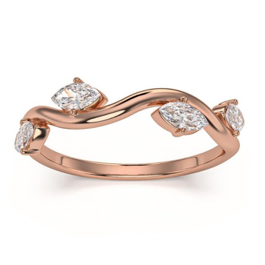 1/2Ct Marquise Diamond Wedding Vine Stackable Ring in White Yellow or Rose Gold (G-H, I1)