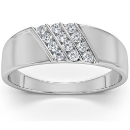 1/5Ct Multi Row Men's Diamond Polished Ring in White, Yellow, or Rose Gold (G-H, I1)