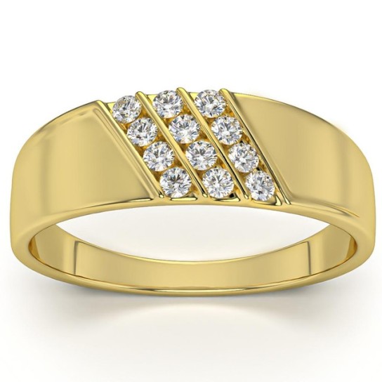 1/5Ct Multi Row Men's Diamond Polished Ring in White, Yellow, or Rose Gold (G-H, I1)