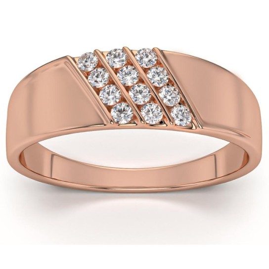 1/5Ct Multi Row Men's Diamond Polished Ring in White, Yellow, or Rose Gold (G-H, I1)