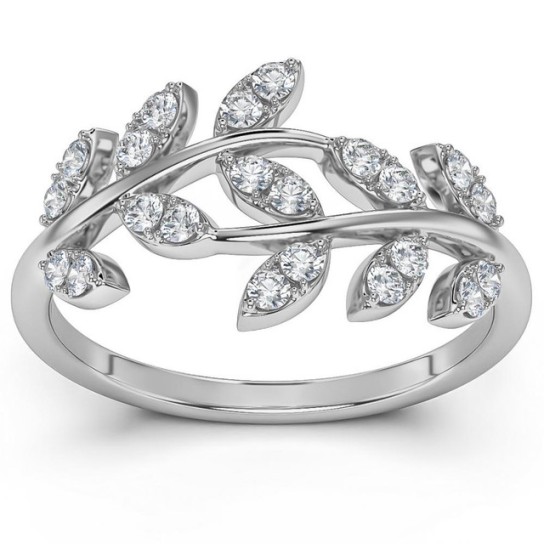 1/3Ct Diamond Wedding Stackable Ring Vine Petal Leaf White Yellow or Rose Gold (G-H, I1)