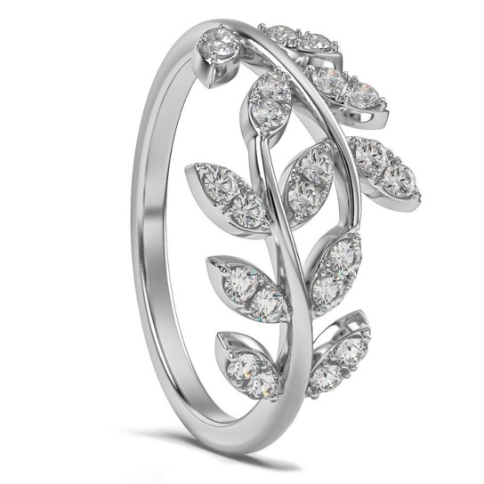 1/3Ct Diamond Wedding Stackable Ring Vine Petal Leaf White Yellow or Rose Gold (G-H, I1)