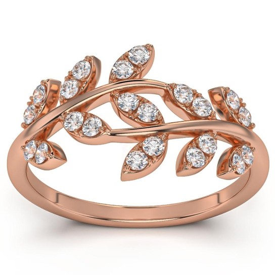 1/3Ct Diamond Wedding Stackable Ring Vine Petal Leaf White Yellow or Rose Gold (G-H, I1)