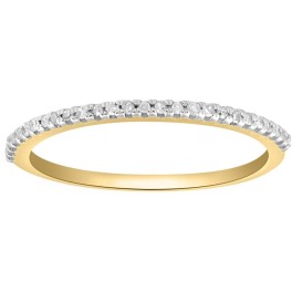 Diamond Wedding Ring Yellow Gold Stackable Anniversary Band (I-J, I2-I3)