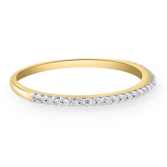 Diamond Wedding Ring Yellow Gold Stackable Anniversary Band (I-J, I2-I3)