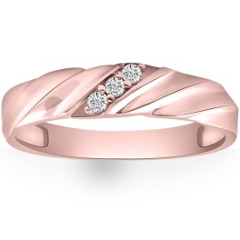 VS Diamond 3-Stone Men's Wedding Band in White, Yellow, or Rose Gold Lab Grown (G-H, VS)