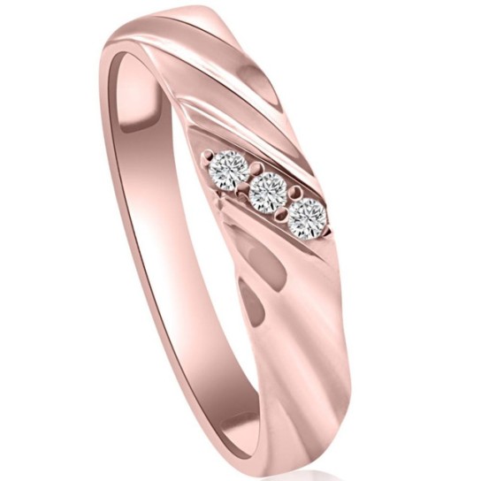 VS Diamond 3-Stone Men's Wedding Band in White, Yellow, or Rose Gold Lab Grown (G-H, VS)