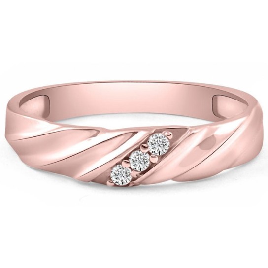 VS Diamond 3-Stone Men's Wedding Band in White, Yellow, or Rose Gold Lab Grown (G-H, VS)