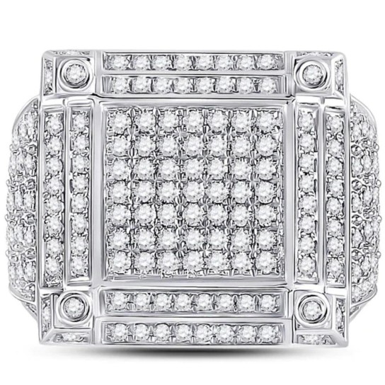1 1/2 Ct Diamond Men's Multi-Cluster Wide Ring in White or Yellow Gold (I-J, I2-I3)