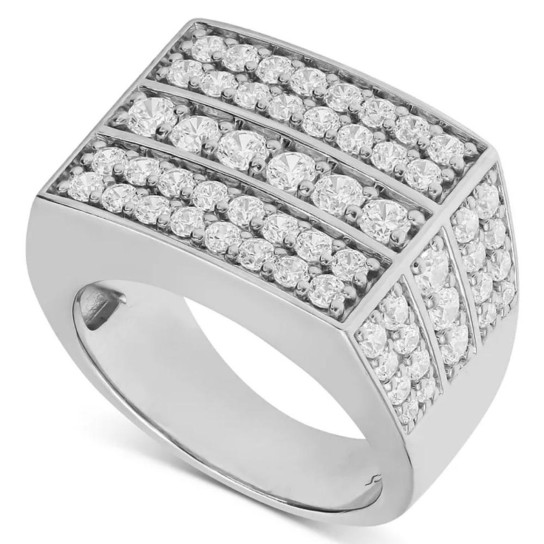 3 1/4 Ct Diamond Men's Multi-Cluster Wide Ring in White Gold (I-J, I2-I3)