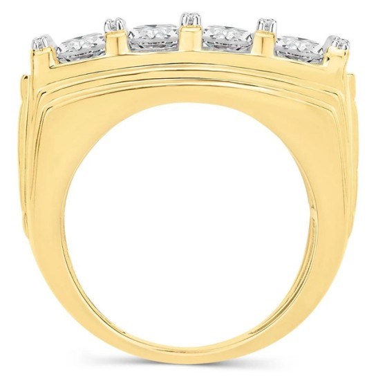 7Ct Diamond Ring Mens Round Flashy Polished Wedding Band in White or Yellow Gold (G-H, I1)