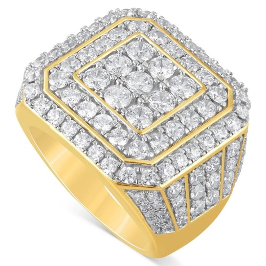 5Ct Diamond Ring Men's Flashy Multi Row Wedding Band in White or Yellow Gold (G-H, I1)