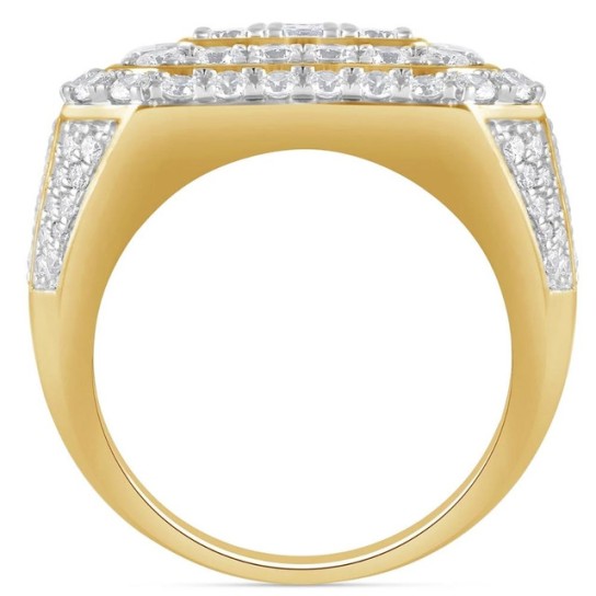 5Ct Diamond Ring Men's Flashy Multi Row Wedding Band in White or Yellow Gold (G-H, I1)