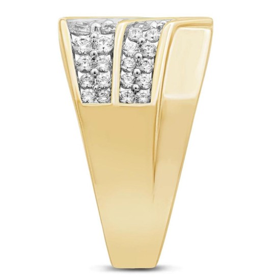 2 1/2Ct Diamond Ring Men's Diagonal Cluster Band in 10k White or Yellow Gold (G-H, I1)