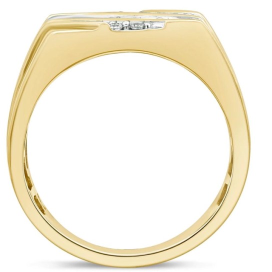 2 1/2Ct Diamond Ring Men's Diagonal Cluster Band in 10k White or Yellow Gold (G-H, I1)